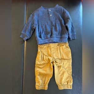 Navy Sweater and khaki Pants Set